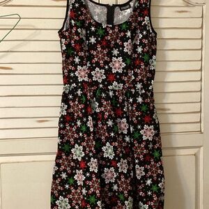 Christmas print short A line scoop neck dress